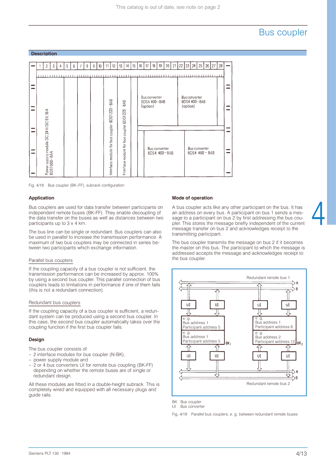 Siemens CS 275 manual Bus coupler BK-FF, subrack configuration 