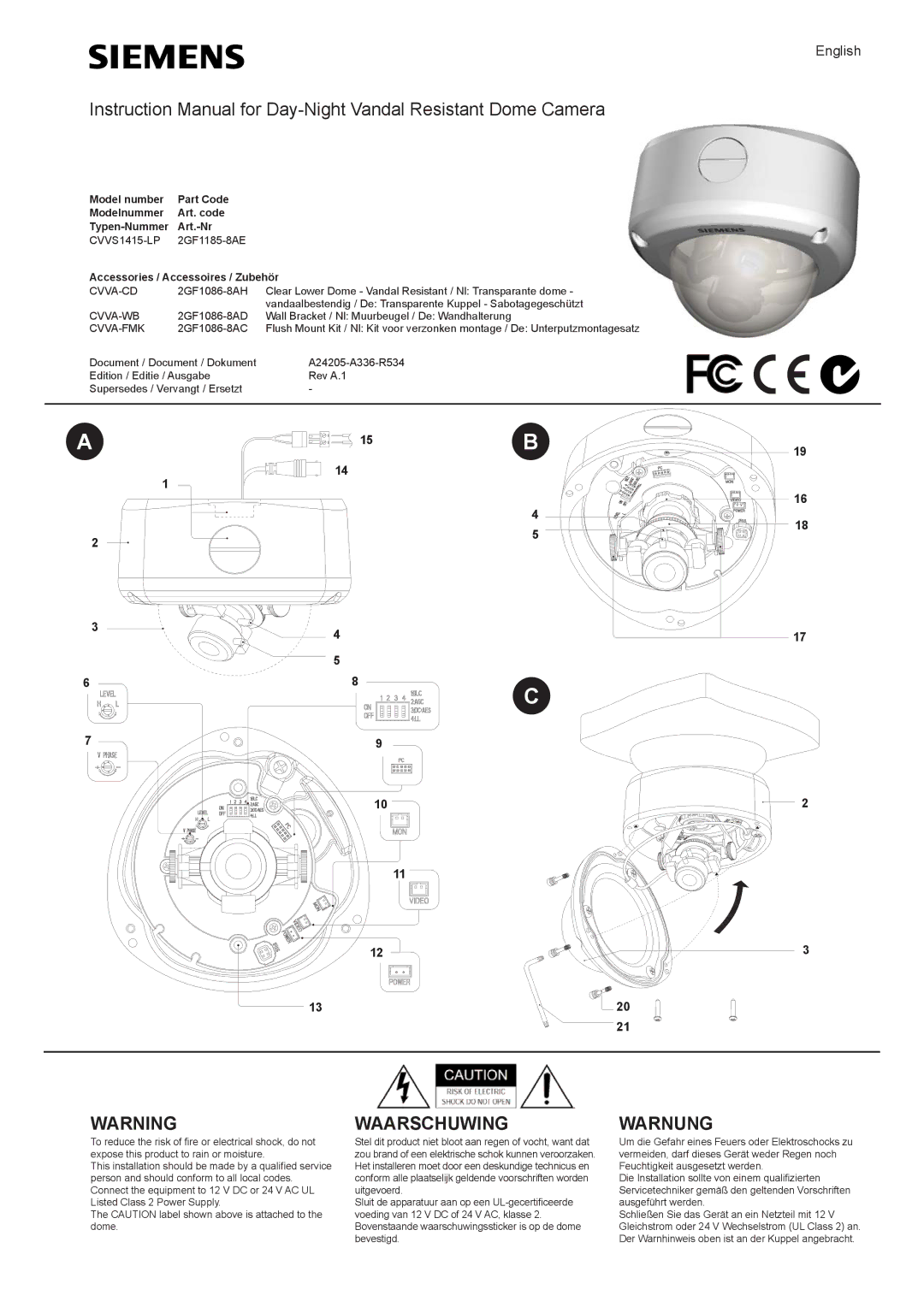 Siemens CVVS1415-LP instruction manual English, Accessories / Accessoires / Zubehör 