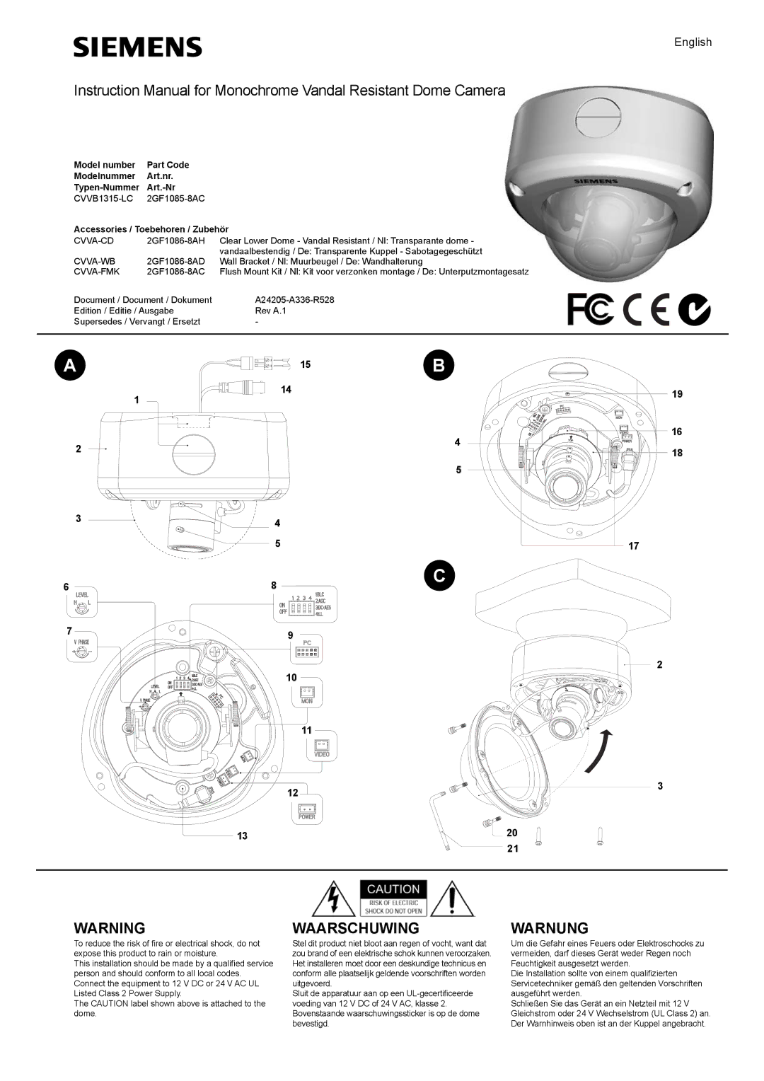 Siemens CVVS1415-LP instruction manual CVVB1315-LC 