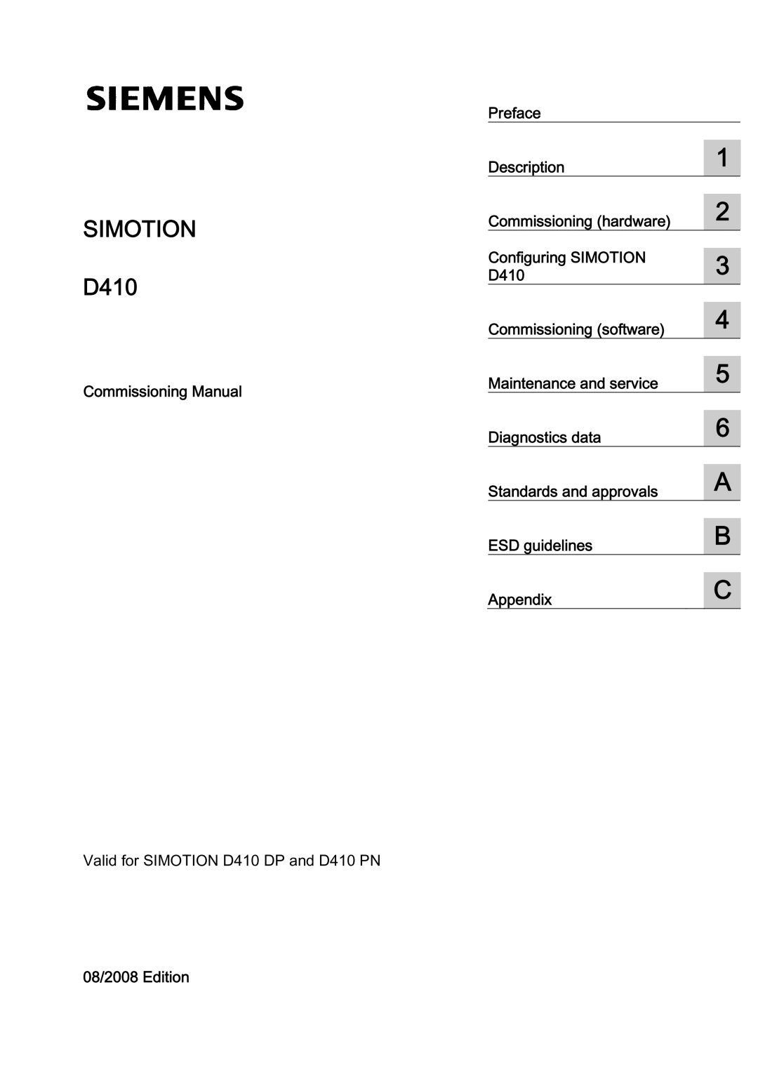 Siemens D410 appendix Simotion, Commissioning Manual 