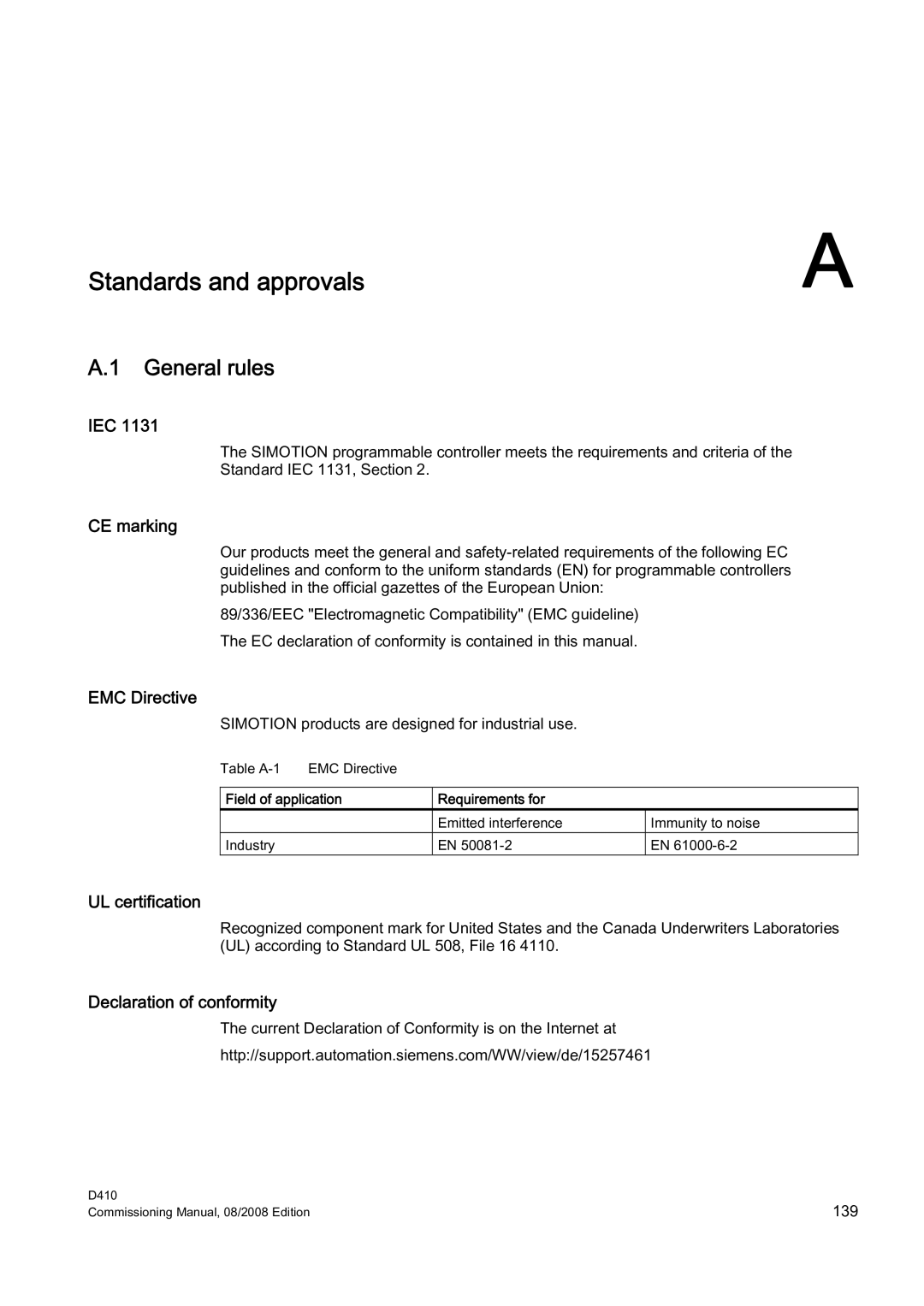 Siemens D410 appendix General rules 