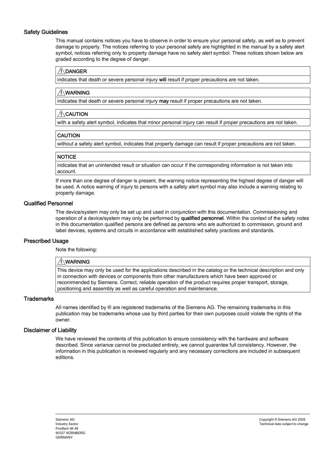 Siemens D410 appendix Safety Guidelines 