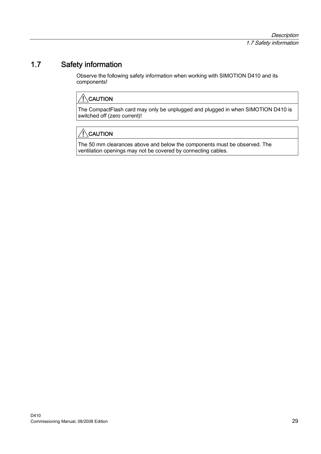 Siemens D410 appendix Safety information 