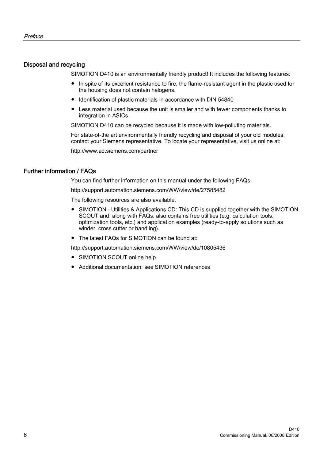 Siemens D410 appendix Disposal and recycling, Further information / FAQs 