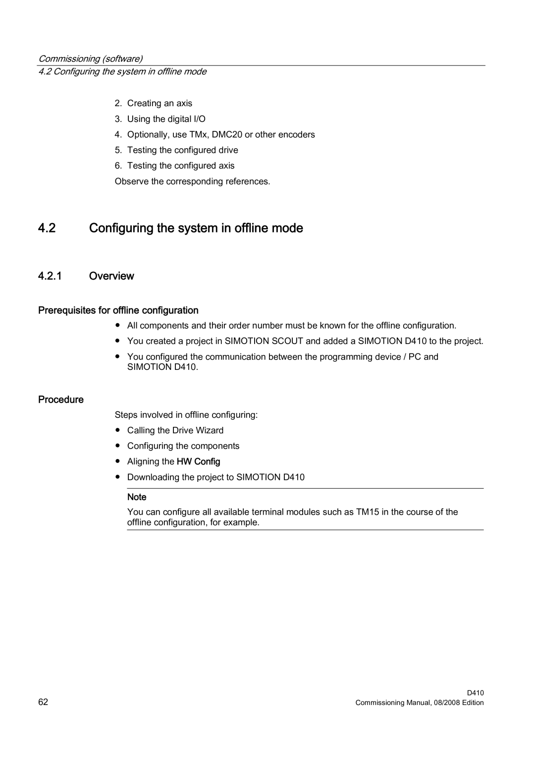 Siemens D410 appendix Configuring the system in offline mode, Overview, Prerequisites for offline configuration 