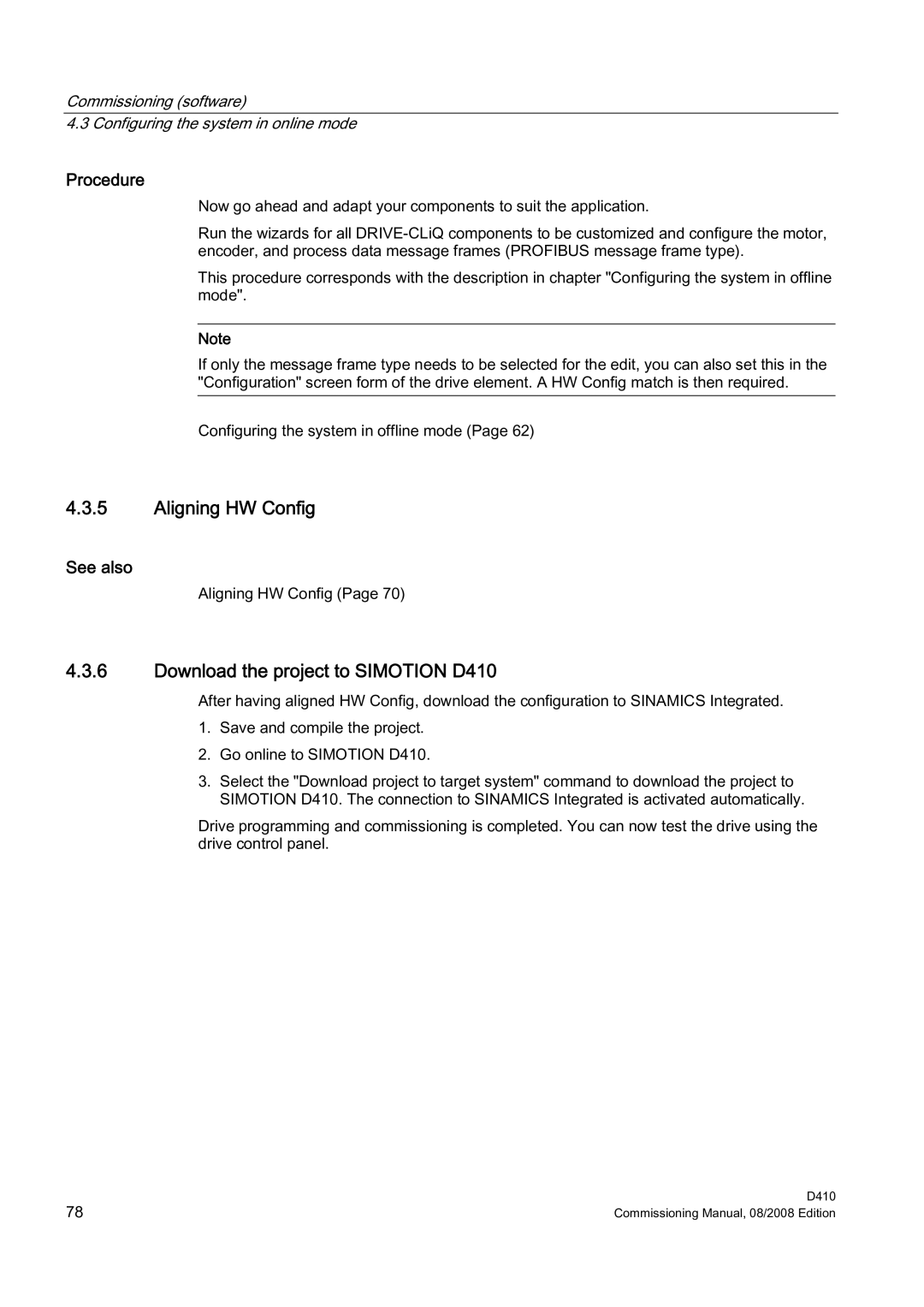 Siemens appendix Download the project to Simotion D410, Procedure 