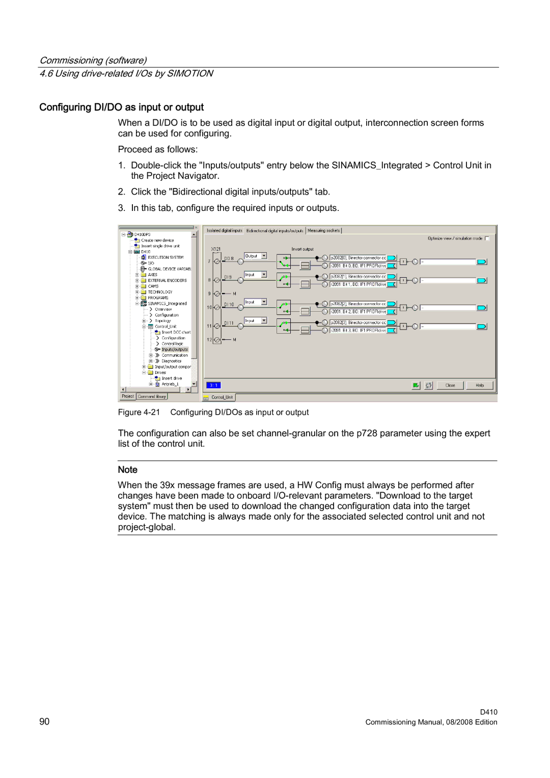 Siemens D410 appendix Configuring DI/DO as input or output, Configuring DI/DOs as input or output 