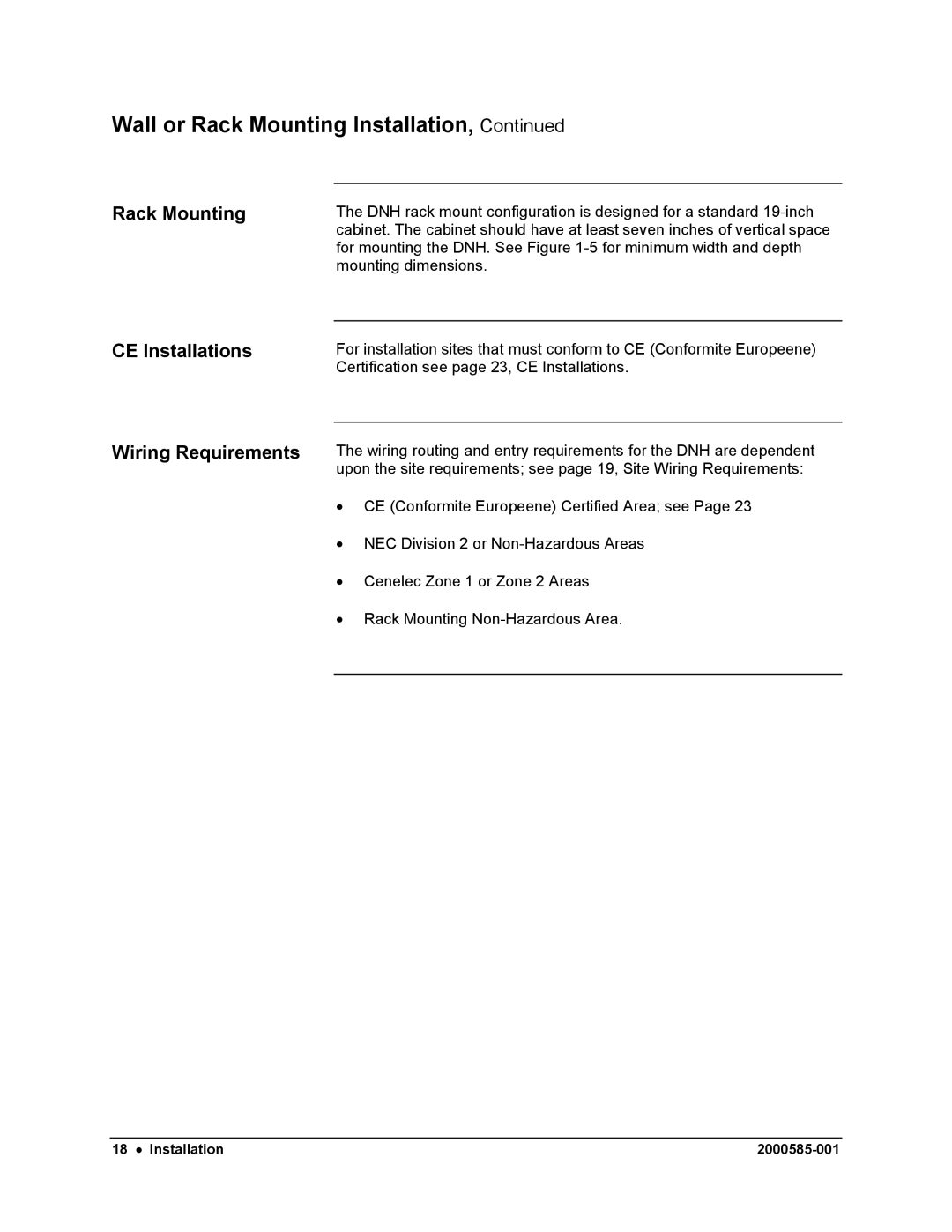 Siemens DataNET Hub (DNH) user manual Rack Mounting CE Installations Wiring Requirements 