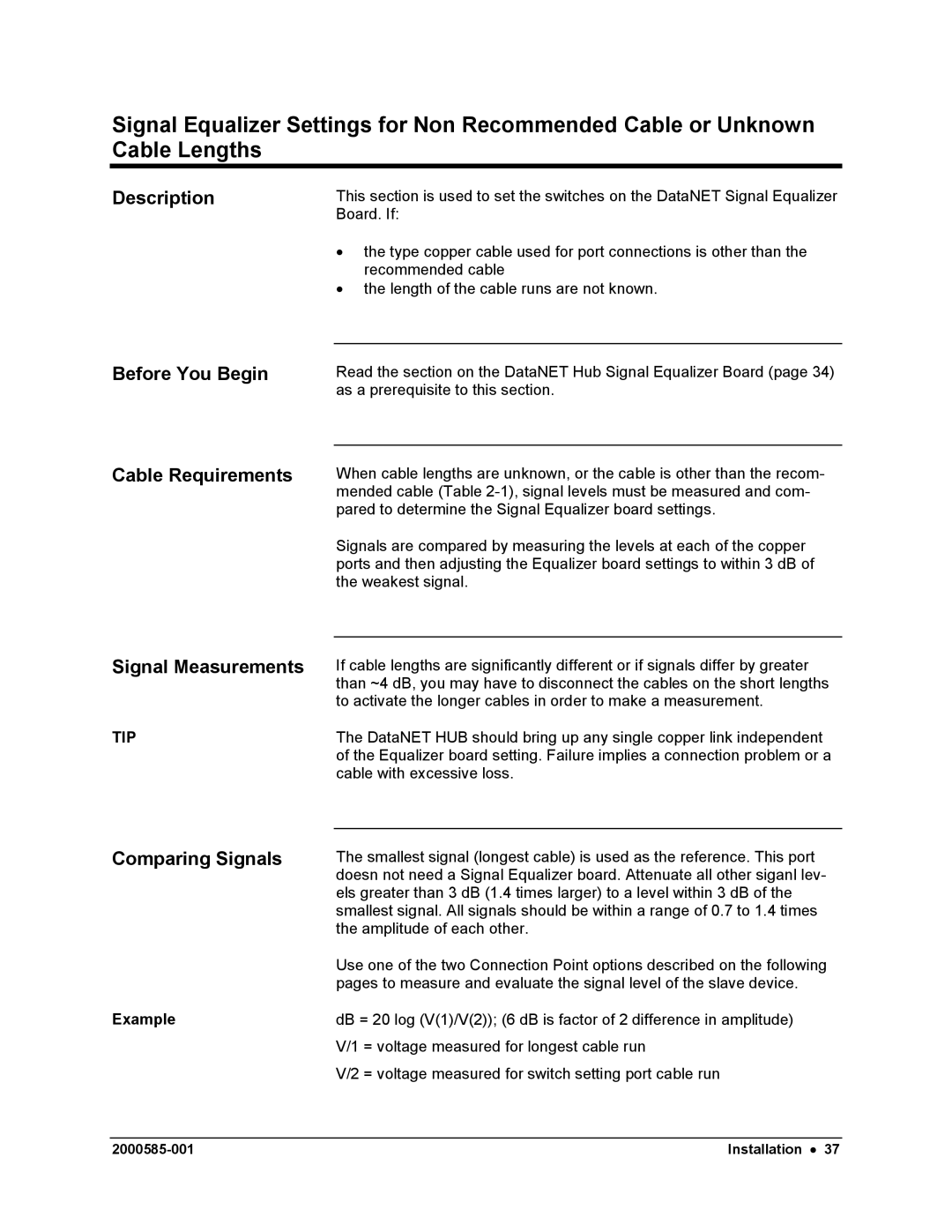 Siemens DataNET Hub (DNH) user manual Comparing Signals, Example 