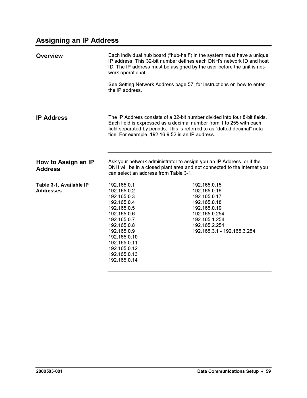 Siemens DataNET Hub (DNH) user manual Assigning an IP Address, Overview, IP Address How to Assign an IP Address 