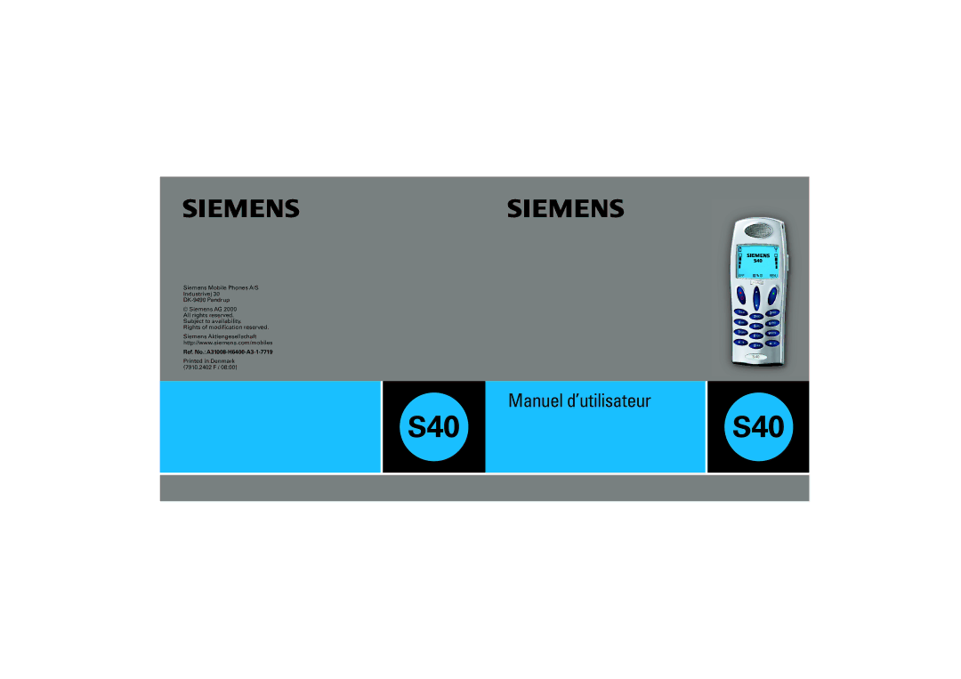 Siemens DK-9490 Pandrup manual S40S40, Ref. No. A31008-H6400-A3-1-7719 