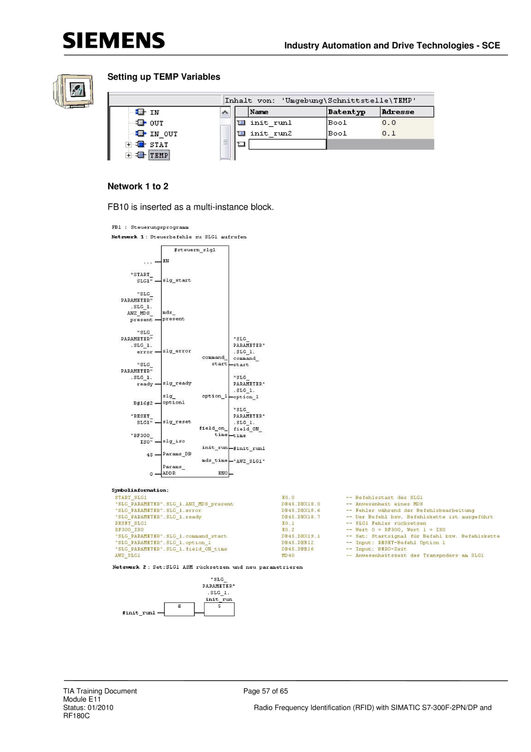 Siemens S7-300F-2 PN, DP manual FB10 is inserted as a multi-instance block 