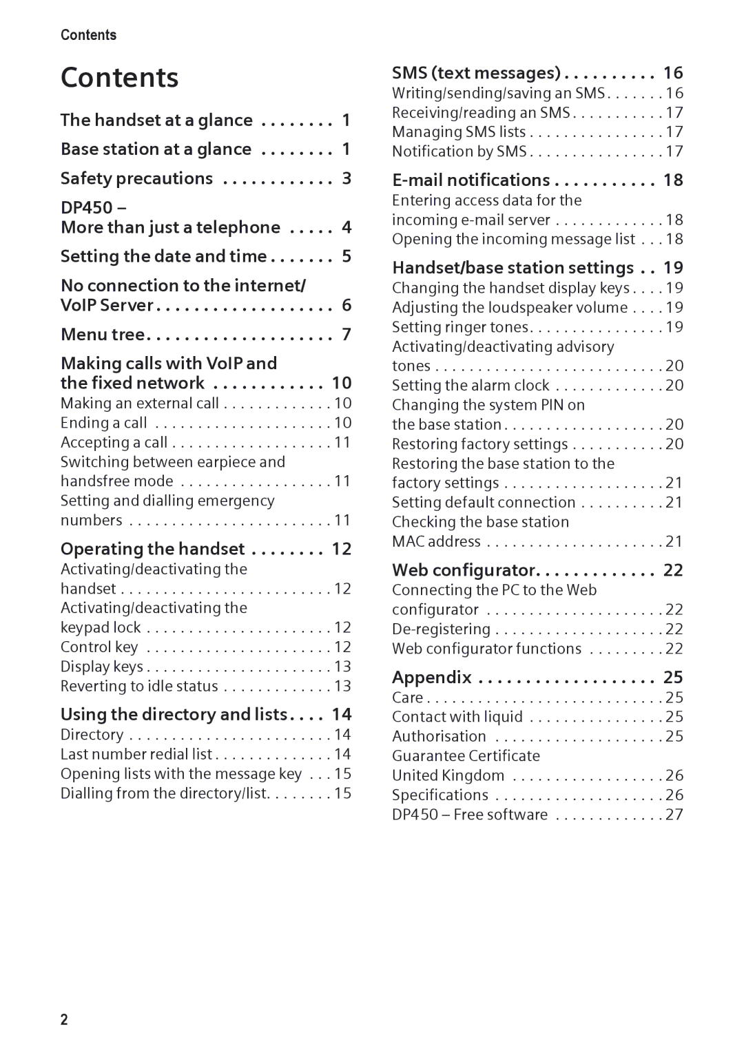 Siemens DP450 manual Contents 