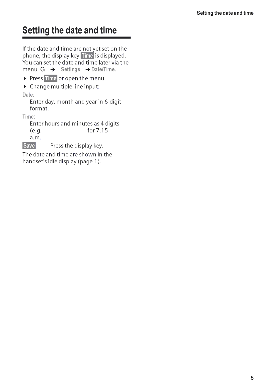 Siemens DP450 manual Setting the date and time, Date, Time 