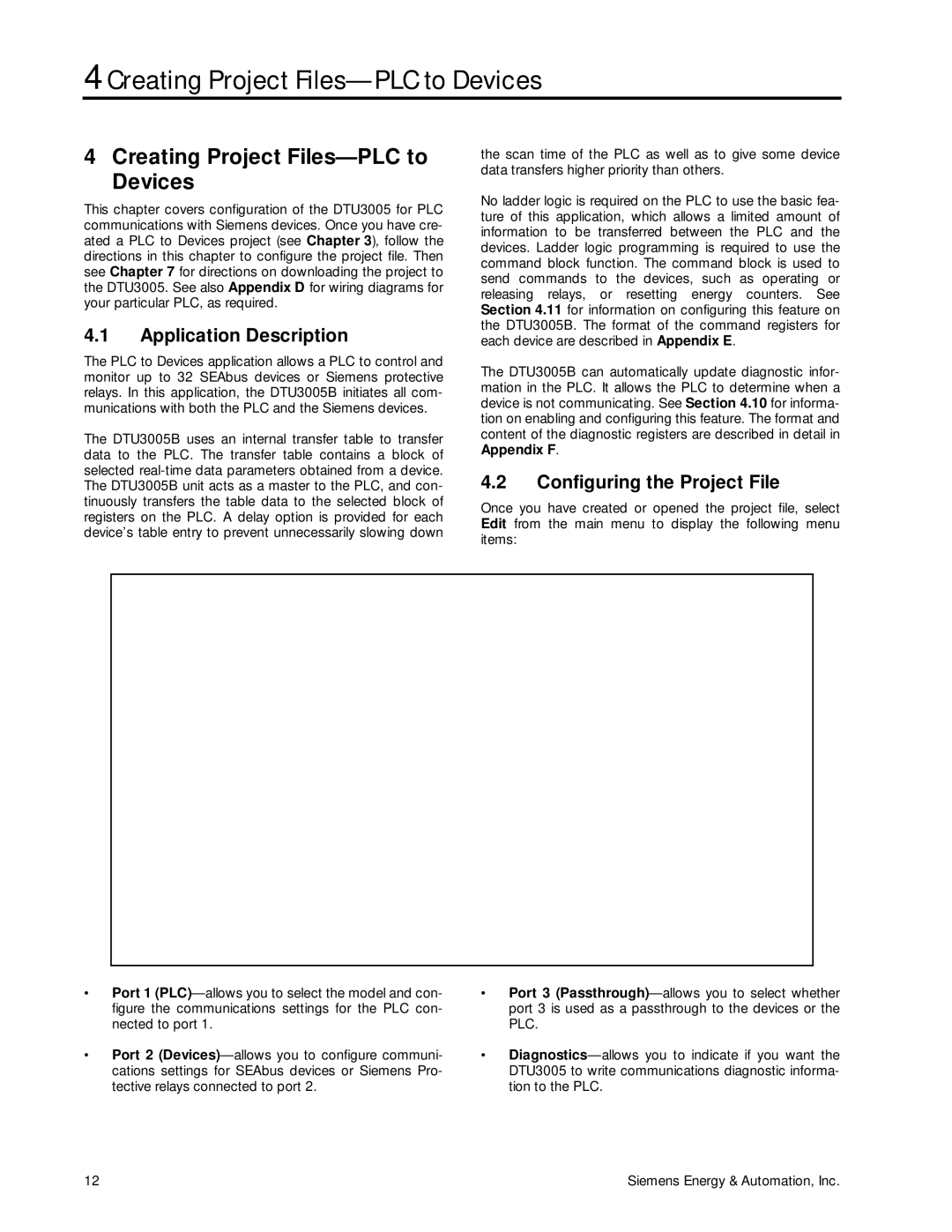 Siemens DTU3005-B manual Creating Project Files-PLC to Devices, Application Description, Configuring the Project File 