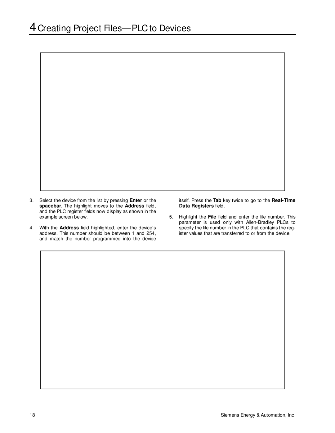 Siemens DTU3005-B manual Creating Project Files-PLC to Devices 