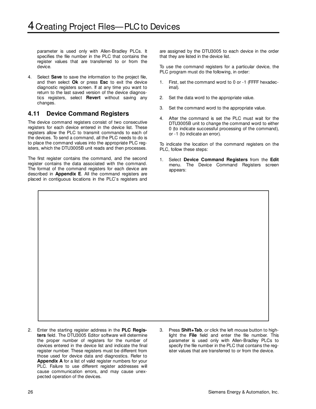 Siemens DTU3005-B manual Device Command Registers 