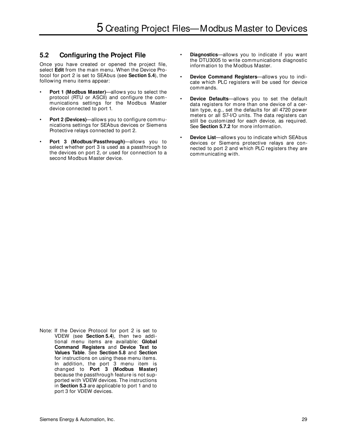 Siemens DTU3005-B manual Configuring the Project File 