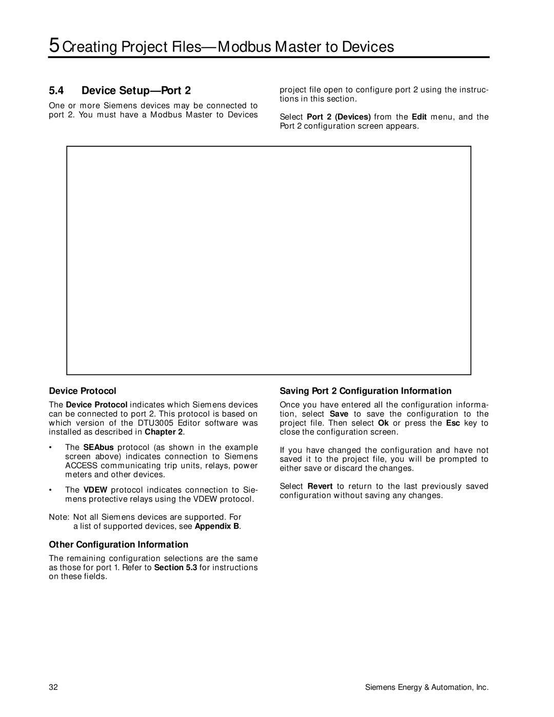 Siemens DTU3005-B manual Device Setup-Port 