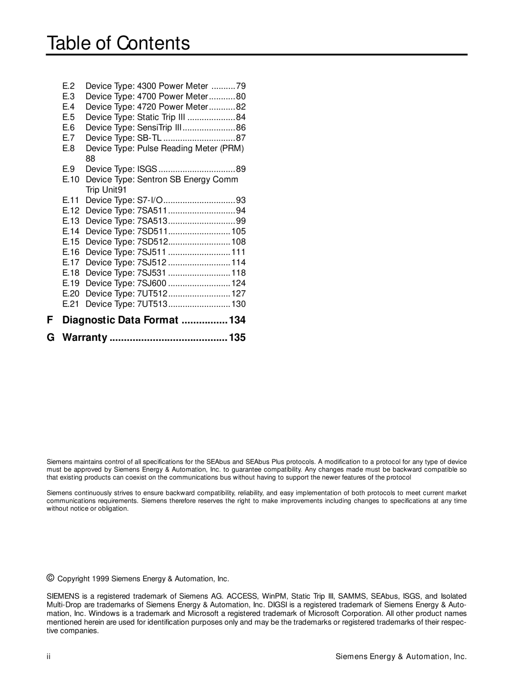 Siemens DTU3005-B manual 134, 135, Diagnostic Data Format, Warranty 