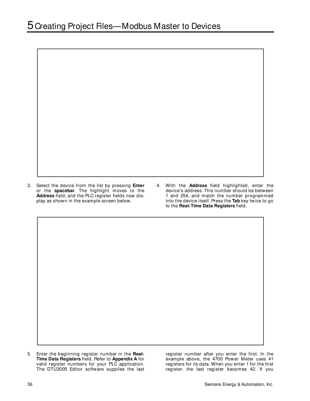 Siemens DTU3005-B manual Creating Project Files-Modbus Master to Devices 