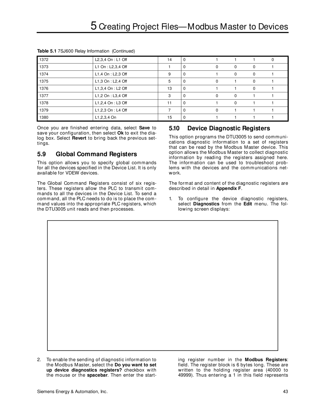 Siemens DTU3005-B manual Global Command Registers 