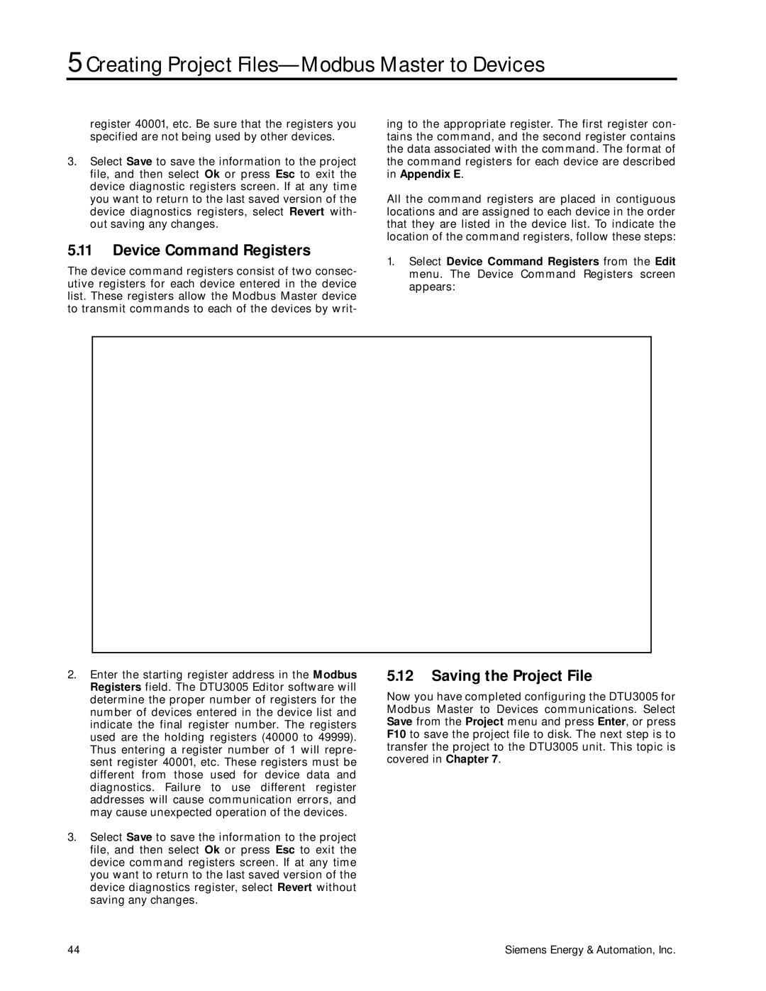 Siemens DTU3005-B manual Device Command Registers 