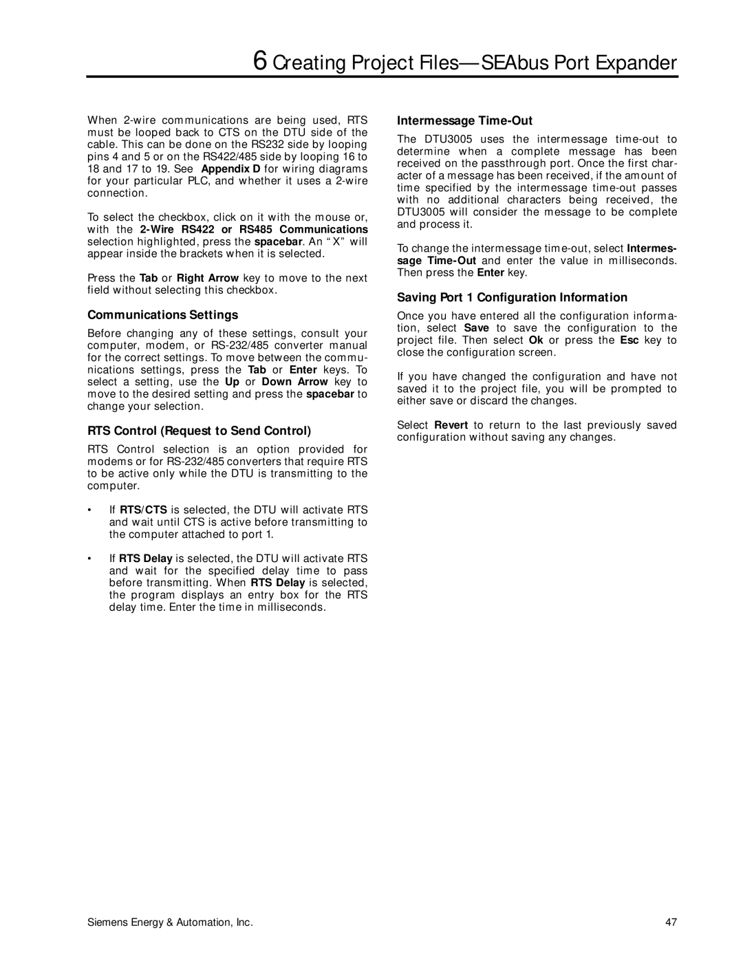 Siemens DTU3005-B manual Communications Settings 