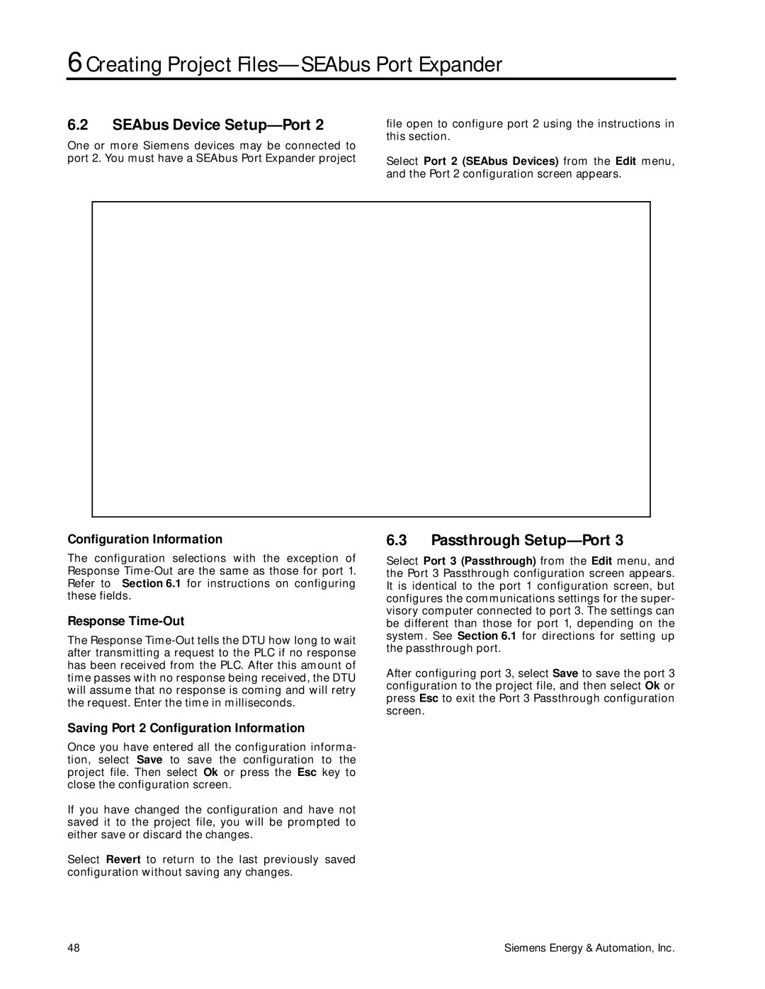 Siemens DTU3005-B manual SEAbus Device Setup-Port, Configuration Information 