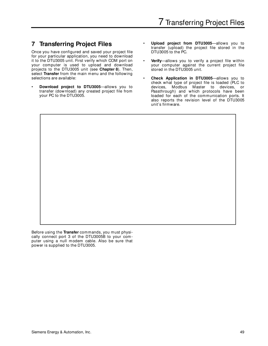 Siemens DTU3005-B manual Transferring Project Files 