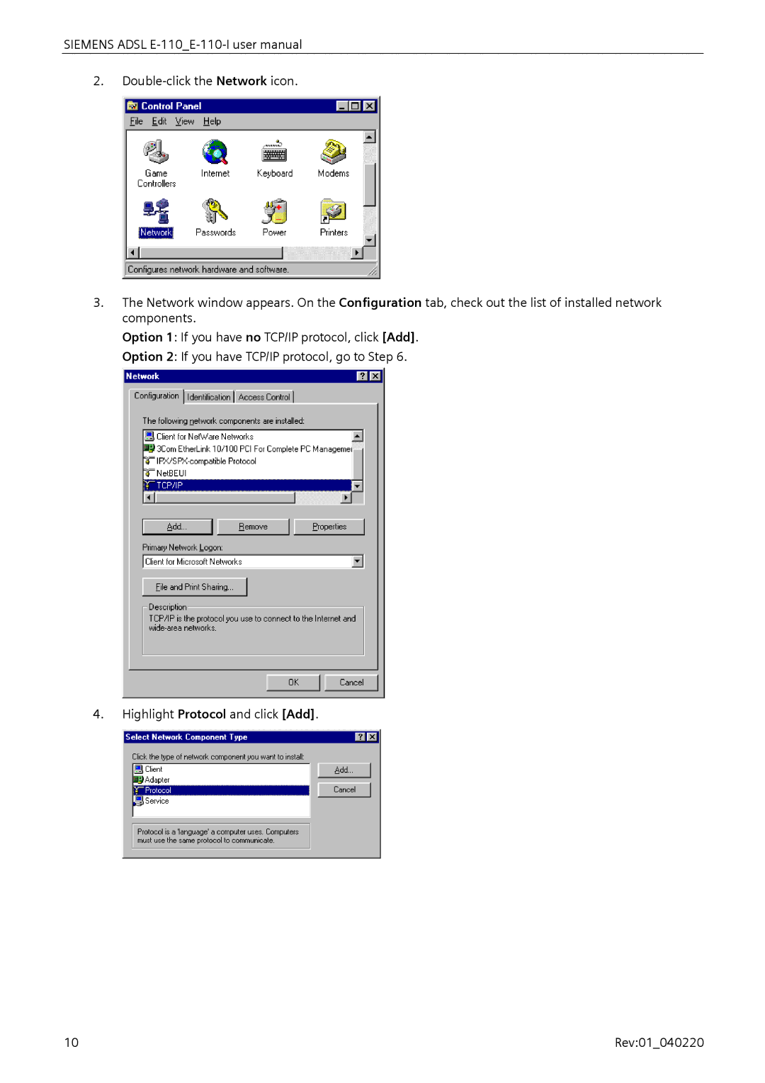 Siemens E-110-I user manual 