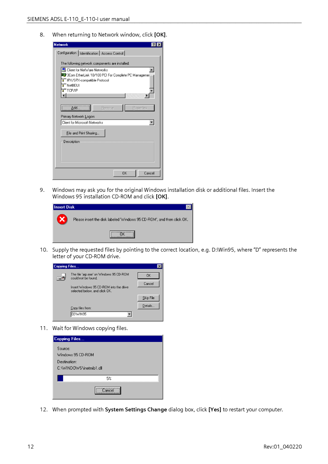 Siemens E-110-I user manual 