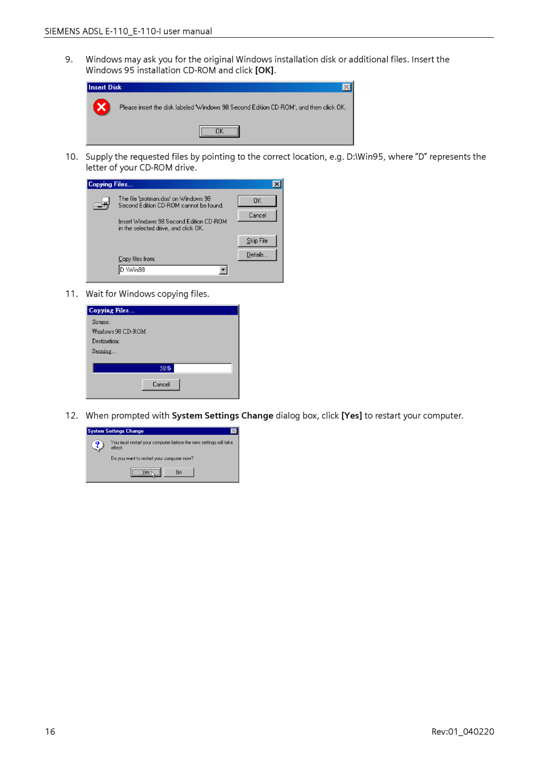 Siemens E-110-I user manual 