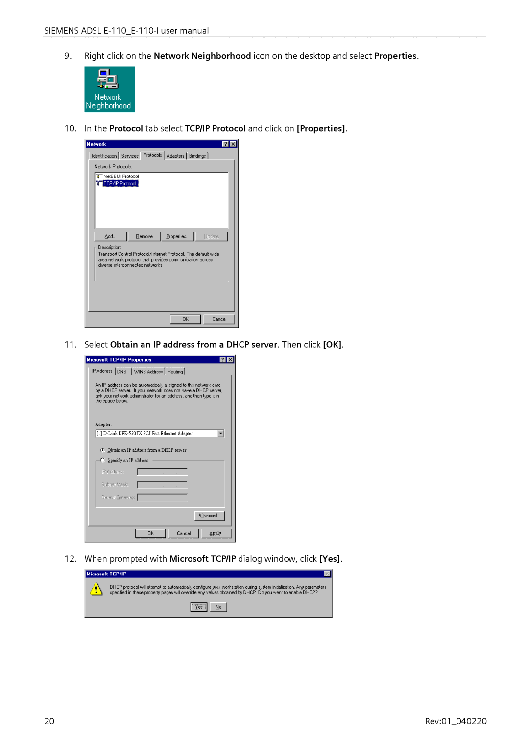 Siemens E-110-I user manual 