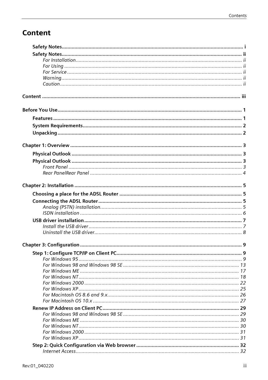 Siemens E-110-I user manual Content, Iii 