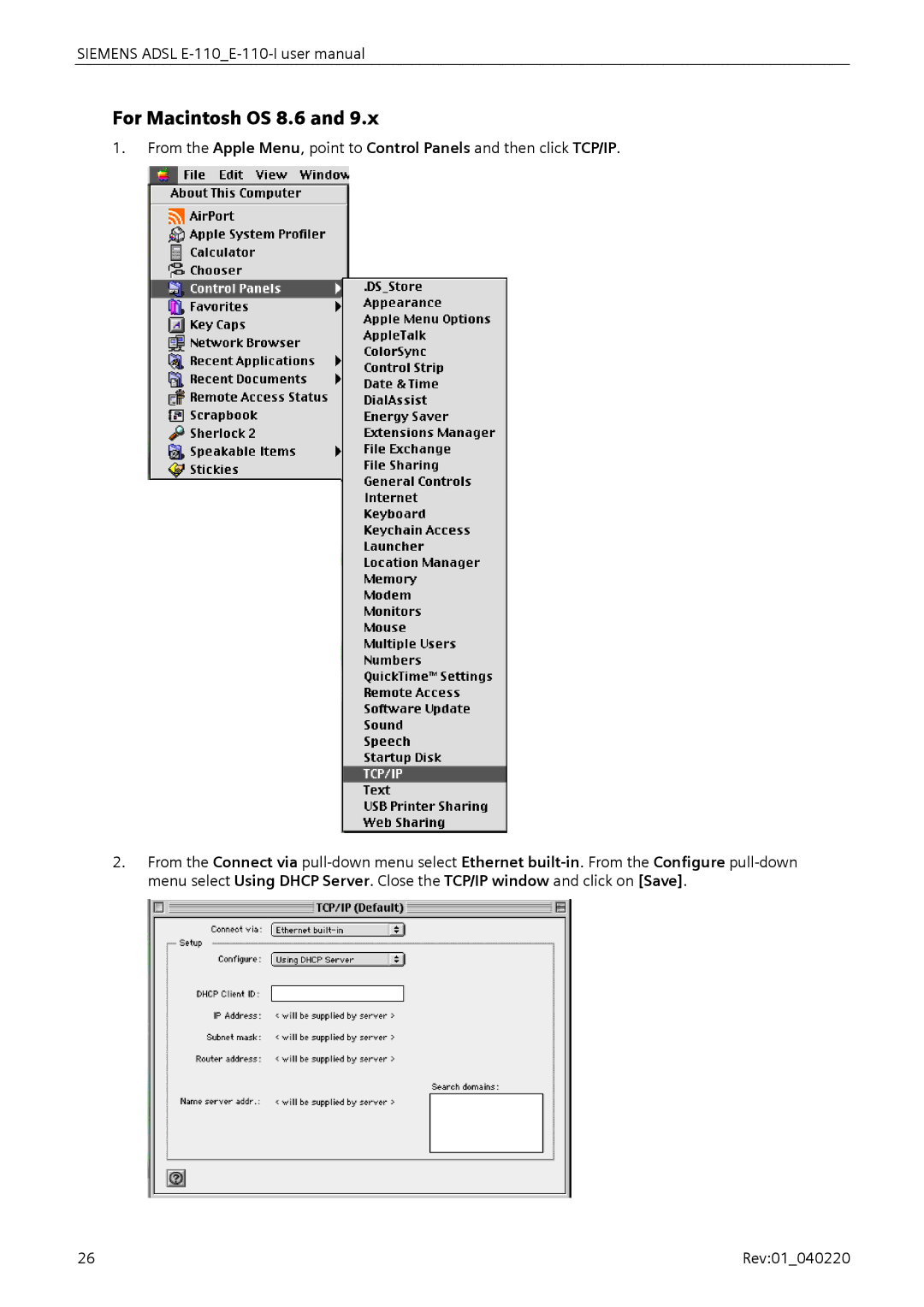 Siemens E-110-I user manual For Macintosh OS 8.6 