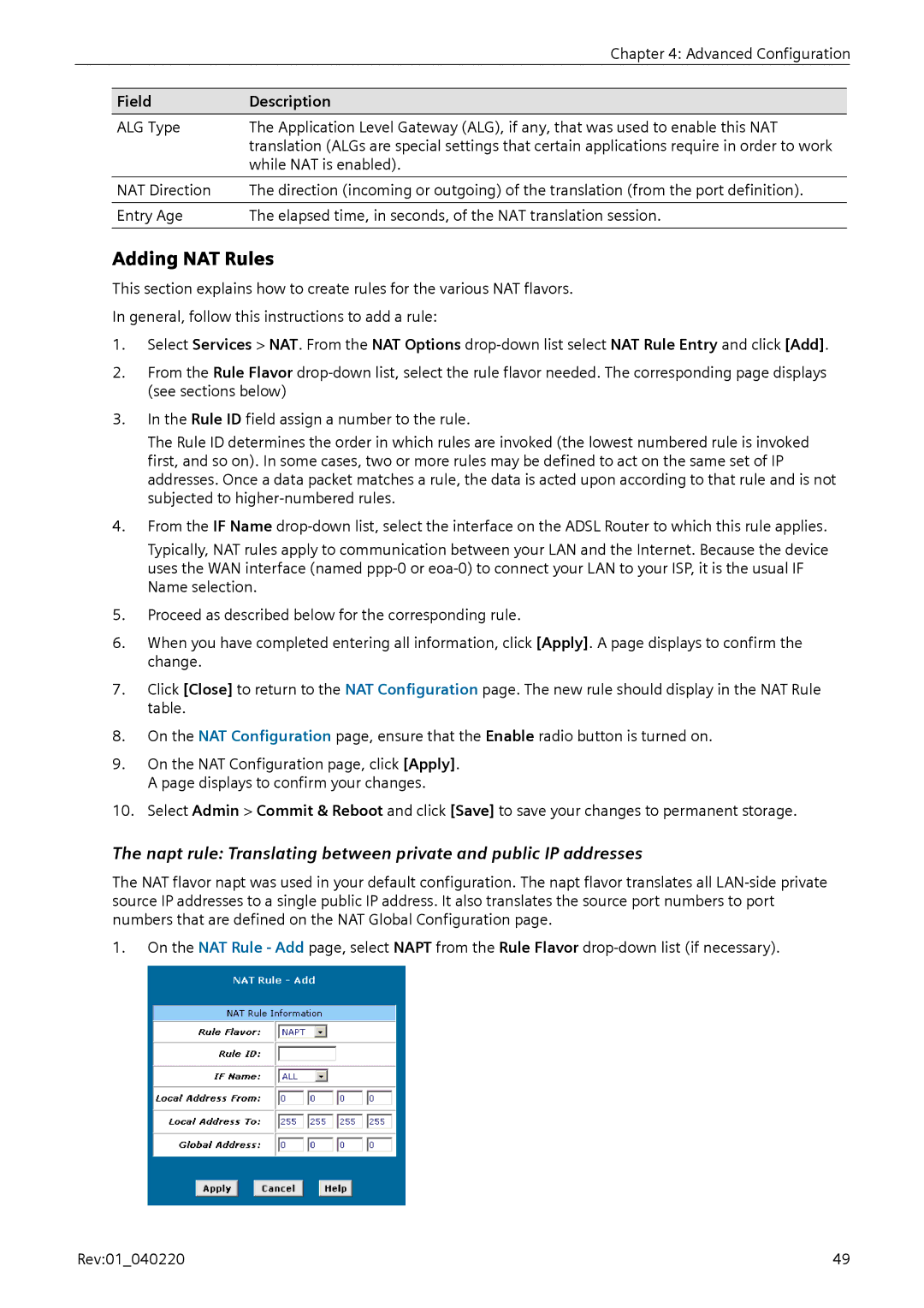 Siemens E-110-I user manual Adding NAT Rules 