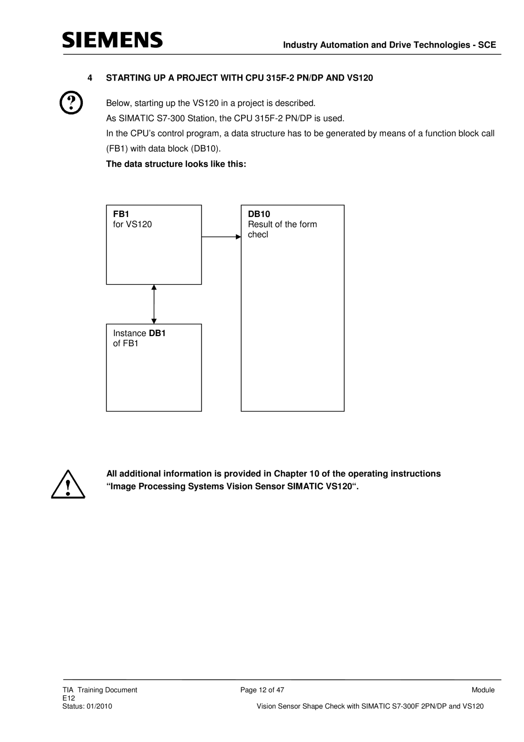 Siemens E12 manual Data structure looks like this, DB10 