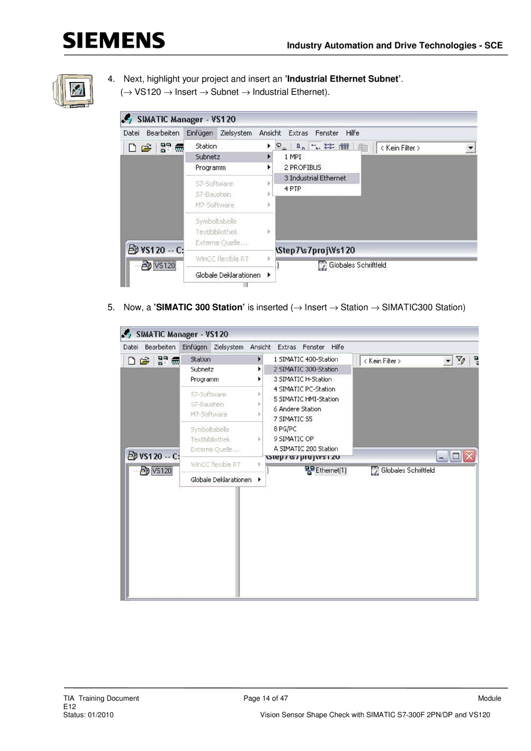 Siemens E12 manual Industry Automation and Drive Technologies SCE 