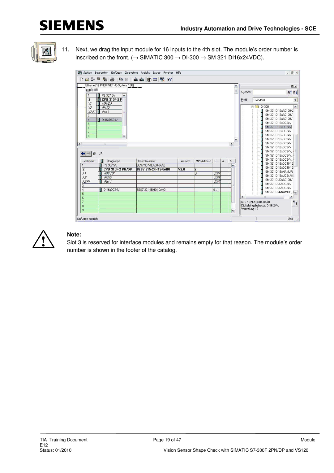 Siemens E12 manual Industry Automation and Drive Technologies SCE 