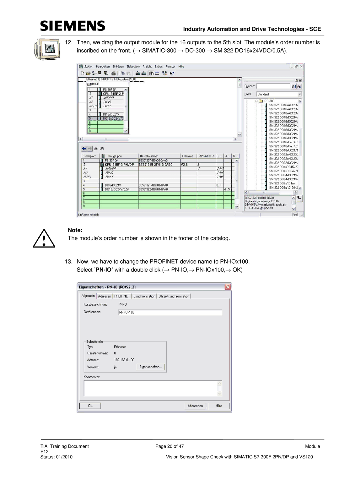 Siemens E12 manual Industry Automation and Drive Technologies SCE 