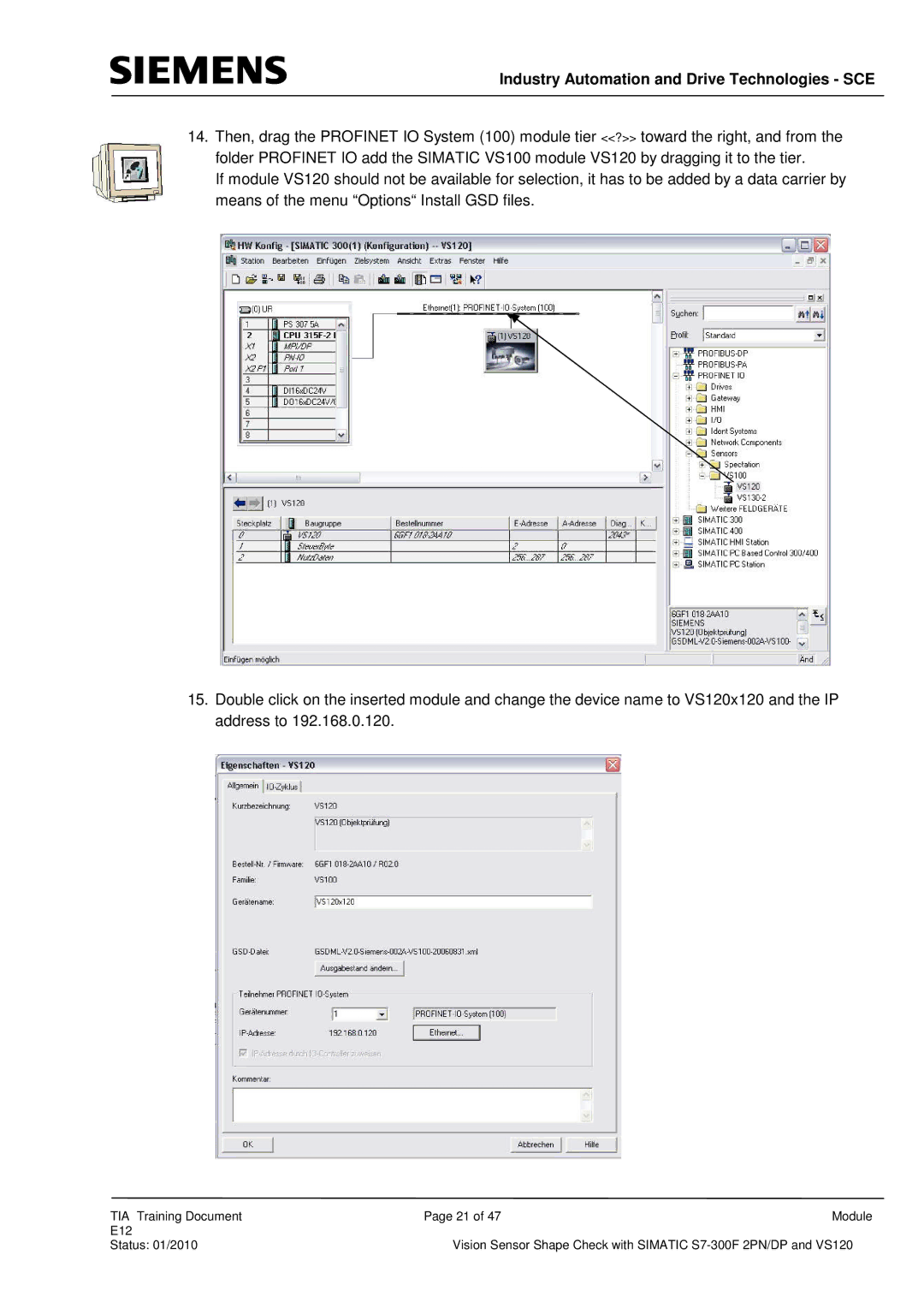 Siemens E12 manual Industry Automation and Drive Technologies SCE 