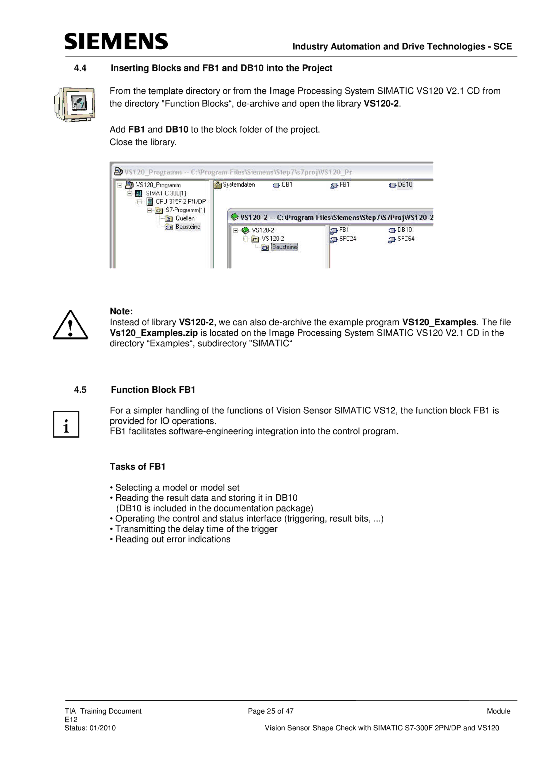 Siemens E12 manual Function Block FB1, Tasks of FB1 