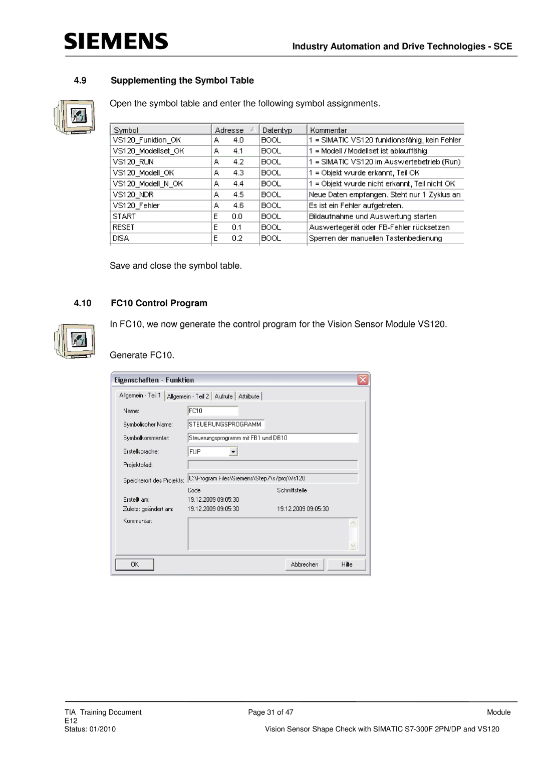 Siemens E12 manual 10 FC10 Control Program 