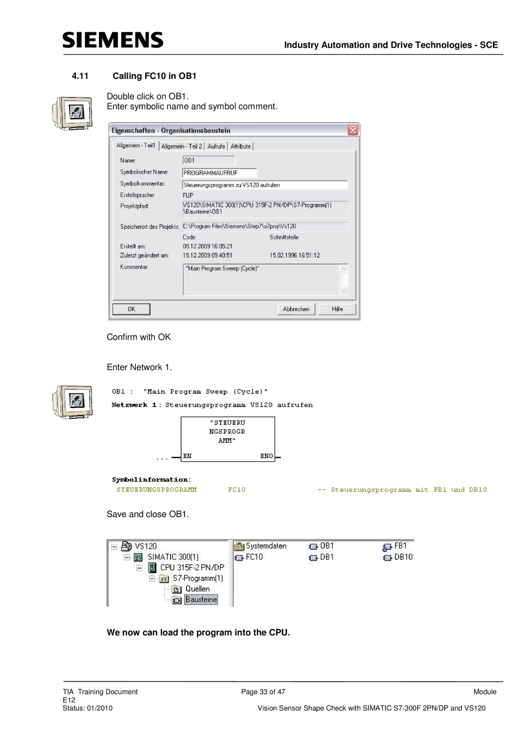 Siemens E12 manual We now can load the program into the CPU 