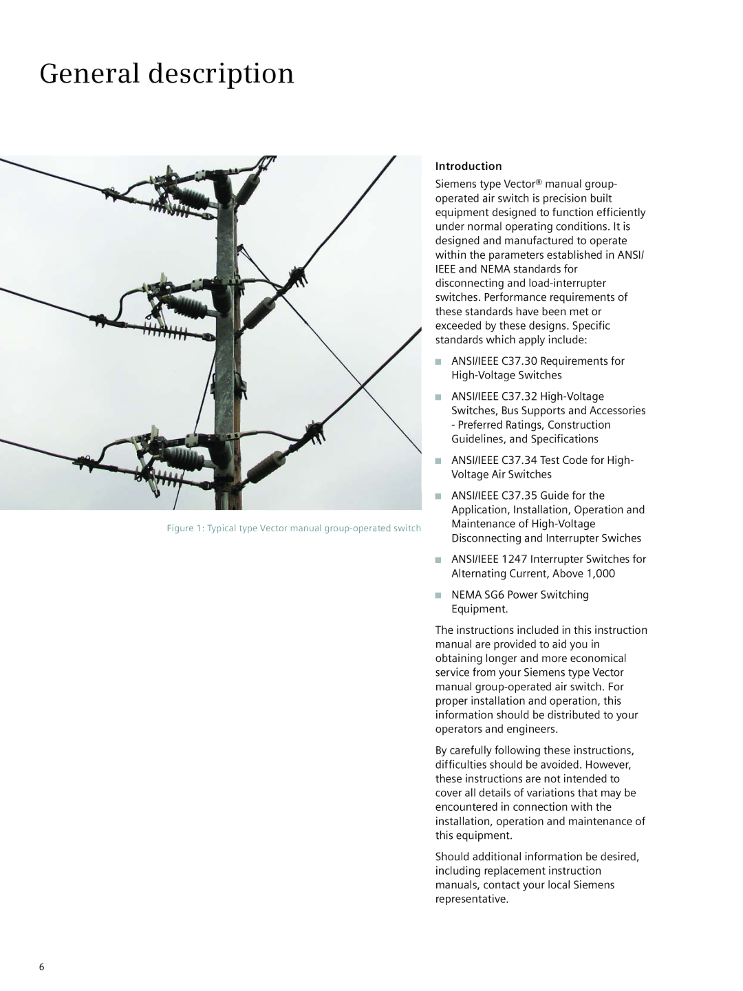 Siemens E50001-F710-A420-X-4A00 instruction manual General description, Typical type Vector manual group-operated switch 