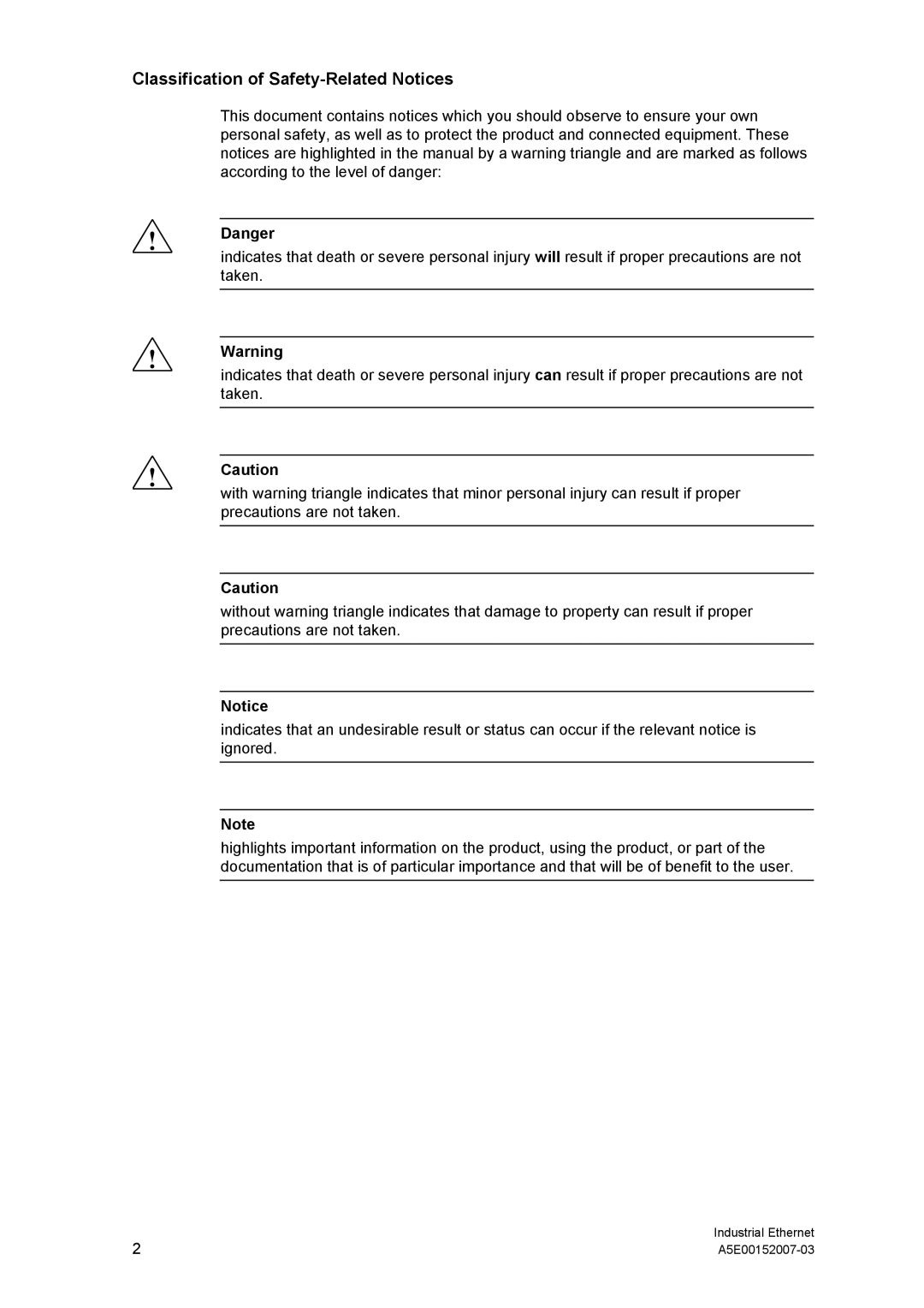 Siemens Electrical Lean Switch installation instructions Classification of Safety-Related Notices 