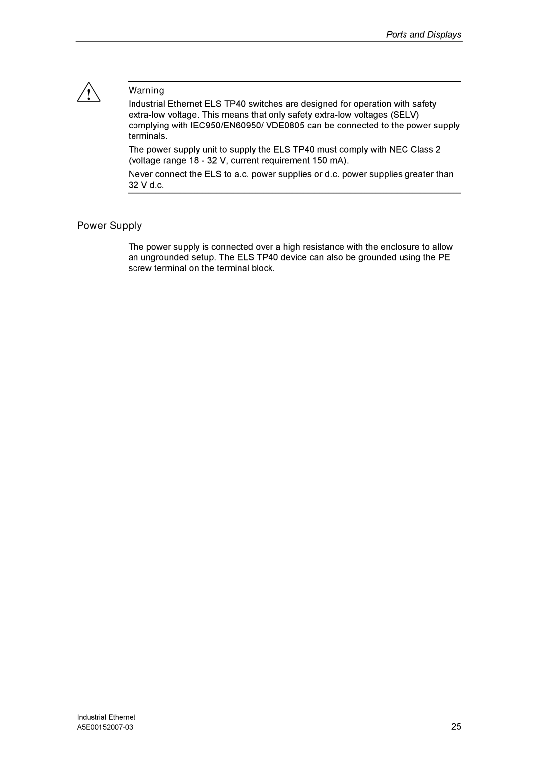 Siemens Electrical Lean Switch installation instructions Power Supply 