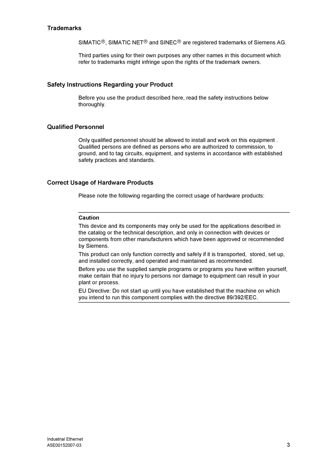 Siemens Electrical Lean Switch Trademarks, Safety Instructions Regarding your Product, Qualified Personnel 