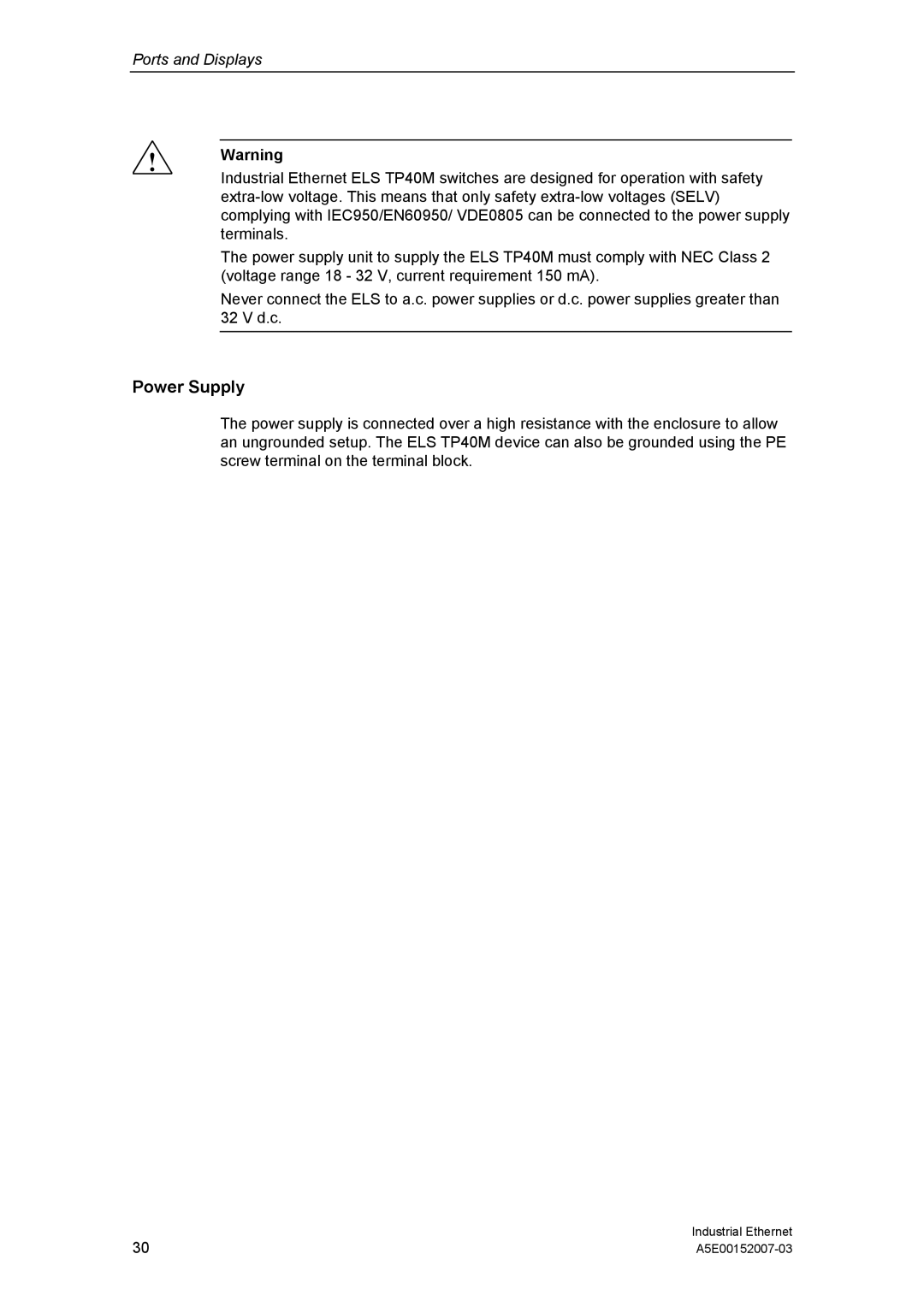 Siemens Electrical Lean Switch installation instructions Power Supply 